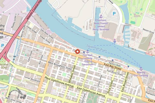 Map showing Rooftop at the Bohemian in Savannah