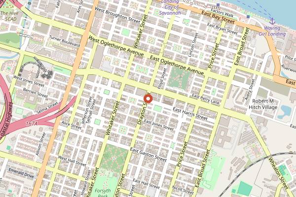 Map showing The Original Pinkie Masters in Savannah