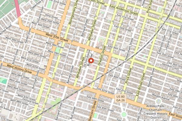 Map showing Water Witch Tiki in Savannah