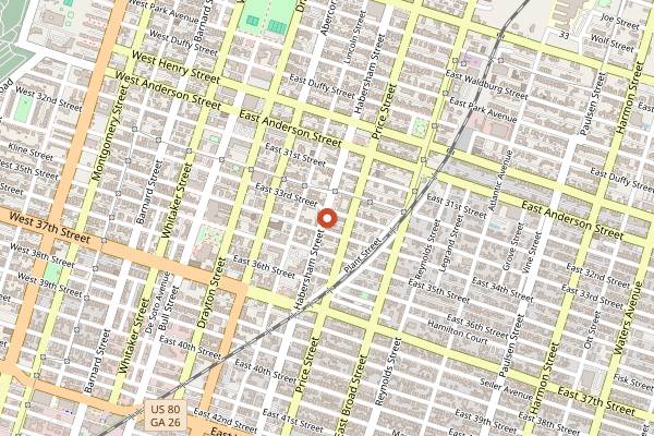 Map showing First City Brewing in Savannah