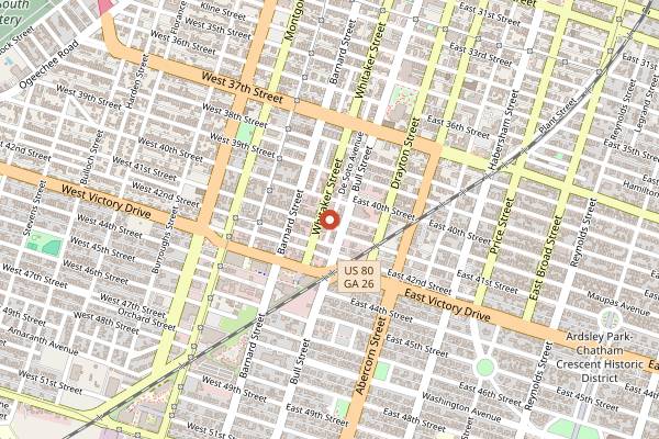 Map showing Two Tides Brewing Co. in Savannah