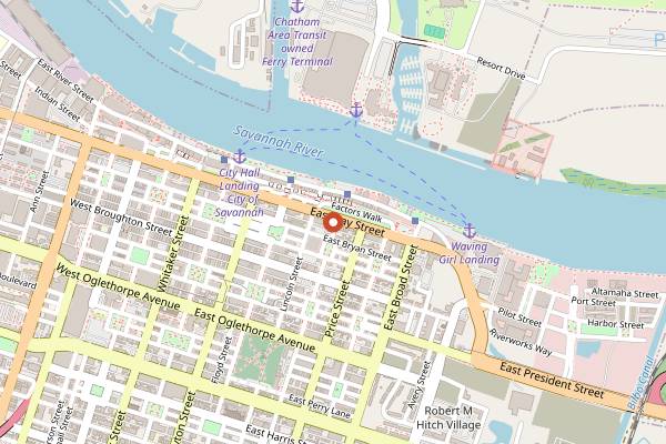Map showing B. Matthew's Eatery in Savannah