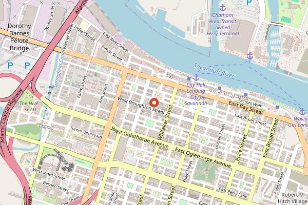 Map showing Goose Feathers Cafe & Bakery in Savannah