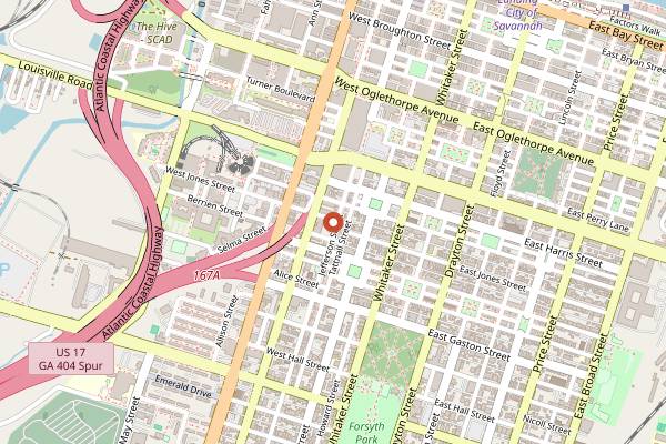 Map showing Crystal Beer Parlor in Savannah