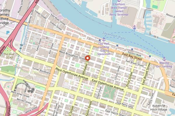 Map showing The Coffee Fox (Broughton St) in Savannah