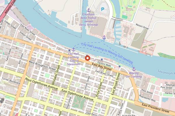 Map showing Two Cracked Eggs Cafe in Savannah