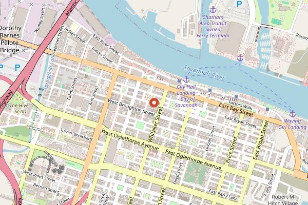 Map showing Sorry Charlie's Oyster Bar in Savannah