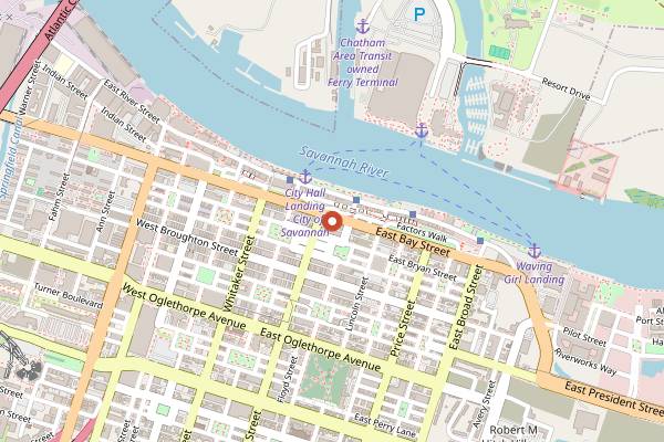 Map showing Treylor Park in Savannah