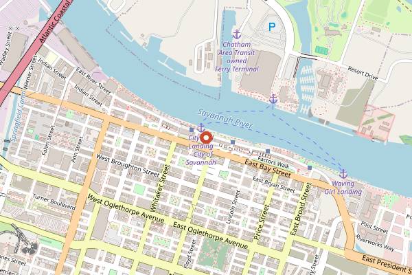 Map showing Vic's on the River in Savannah