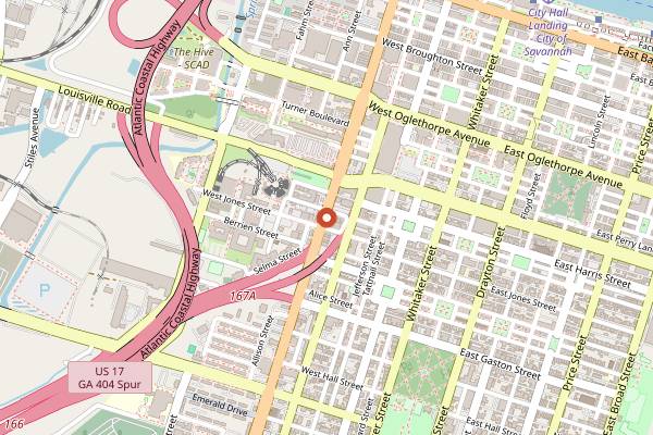 Map showing Origin Coffee Bar in Savannah
