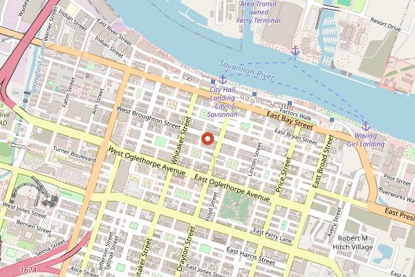 Map showing Kayak Kafe (Broughton) in Savannah