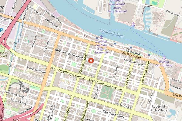 Map showing Georgia Conservancy Oyster Roast in Savannah