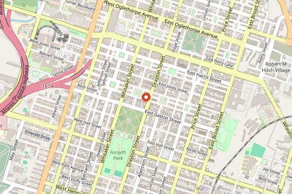 Map showing Shalom Y'all Jewish Food Festival in Savannah