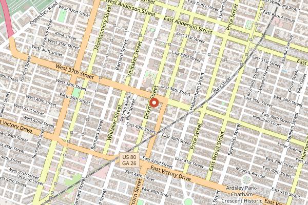 Map showing Elizabeth on 37th in Savannah