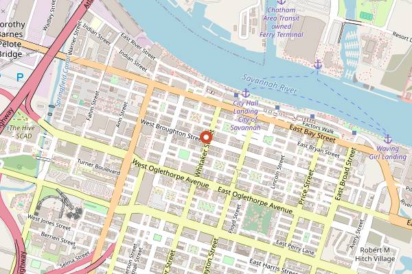 Map showing Savannah Bee Company in Savannah