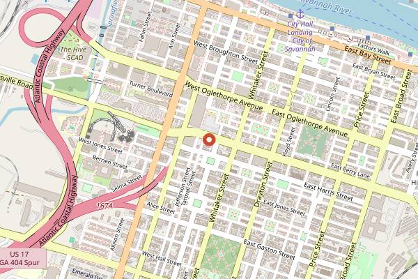 Map showing Savannah Coffee Roasters in Savannah