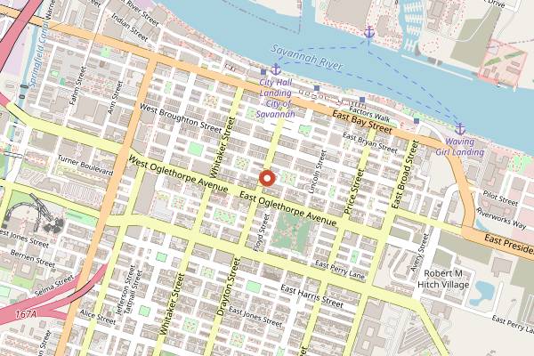 Map showing Savannah Taste Experience in Savannah