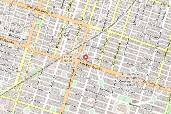 Map showing Lone Wolf Lounge in Savannah