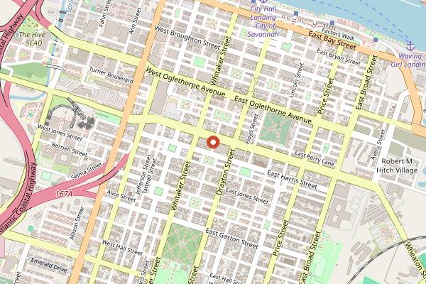 Map showing Artillery Bar in Savannah