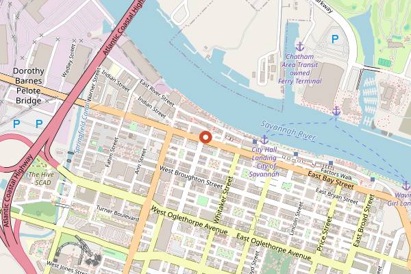 Map showing Club One in Savannah