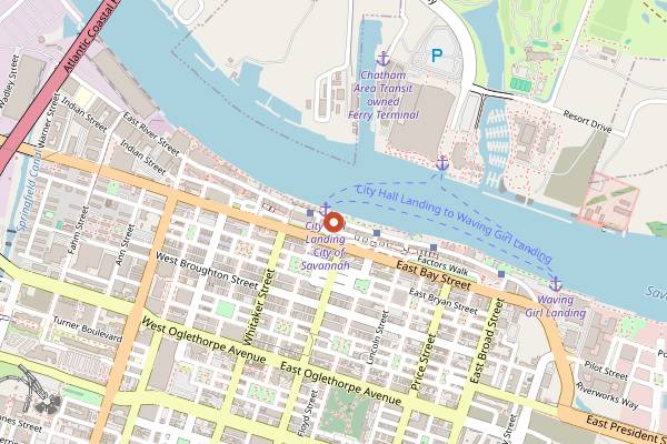 Map showing The Warehouse Bar and Grille in Savannah