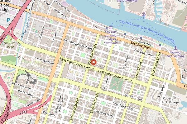 Map showing Wright Square Bistro in Savannah