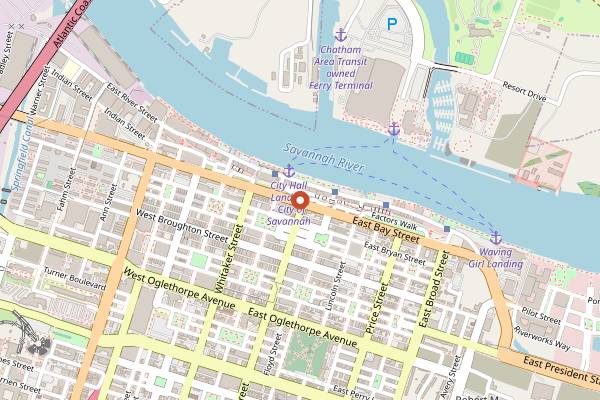 Map showing 208 Wine Bar in Savannah