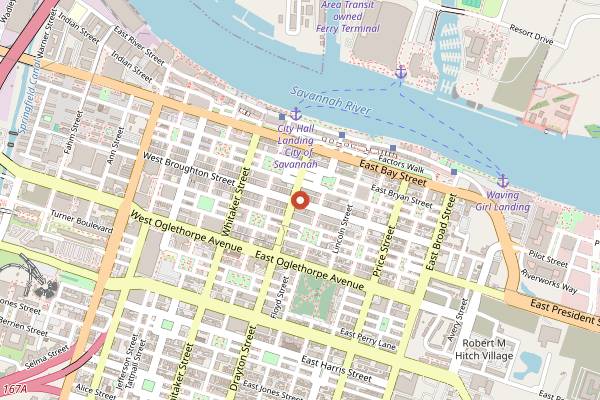 Map showing Common Restaurant in Savannah