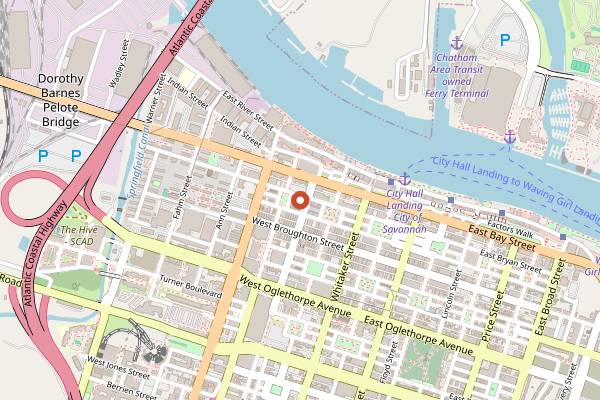 Map showing The Georgia Tasting Room in Savannah