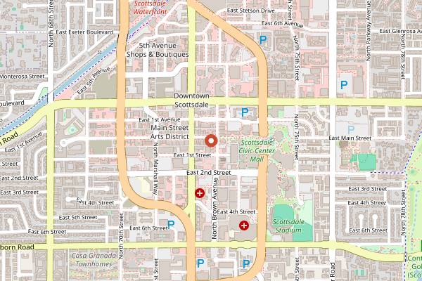 Map showing Rusty Spur Saloon in Scottsdale