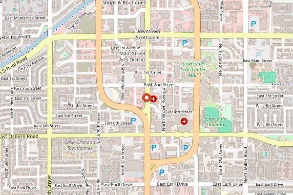 Map showing Goldwater Brewing Co. in Scottsdale