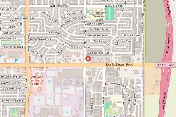 Map showing C.A.P. Pizza & Wings in Scottsdale
