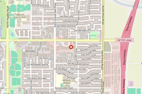 Map showing Arizona BBQ Shack in Scottsdale