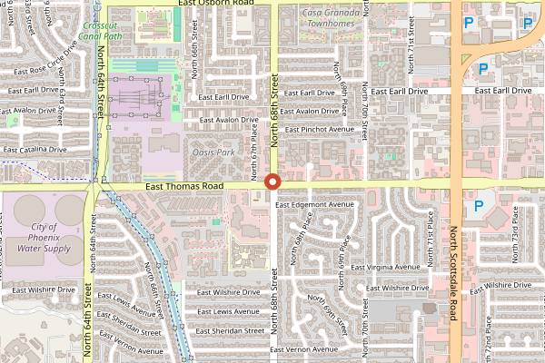 Map showing Echo Coffee in Scottsdale