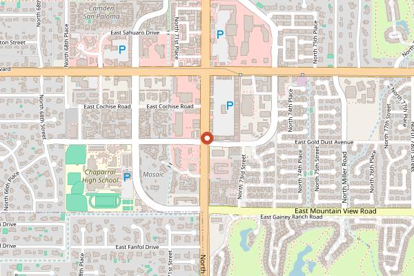 Map showing Kitchen 18 in Scottsdale