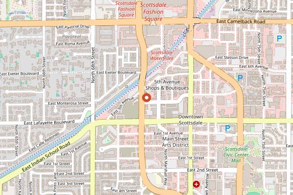 Map showing EVO Old Town in Scottsdale