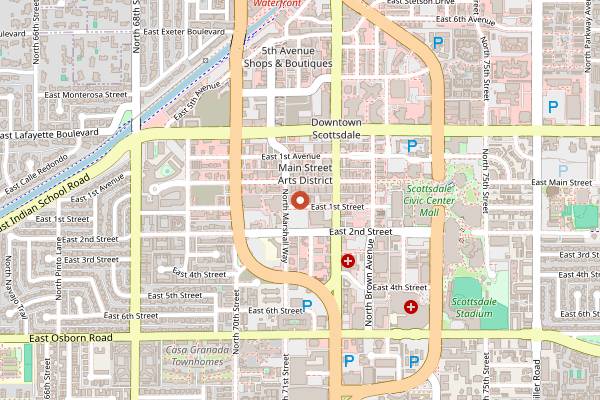 Map showing Outrider Rooftop Lounge in Scottsdale