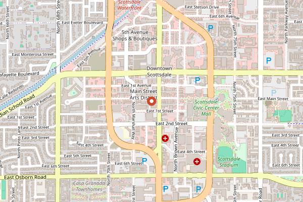 Map showing Aridus Wine Company Tasting Room in Scottsdale