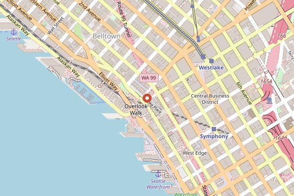 Map showing Beecher's Handmade Cheese in Seattle