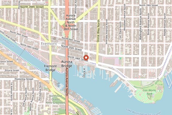 Map showing Fremont Brewing in Seattle