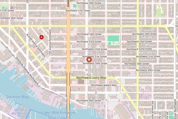 Map showing Reuben's Brews Ballard in Seattle