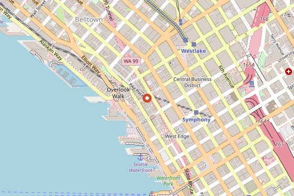 Map showing Daily Dozen Doughnut in Seattle