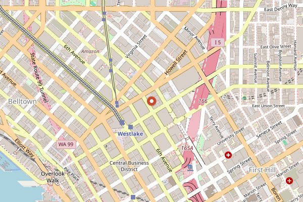 Map showing Anchorhead Coffee Downtown in Seattle