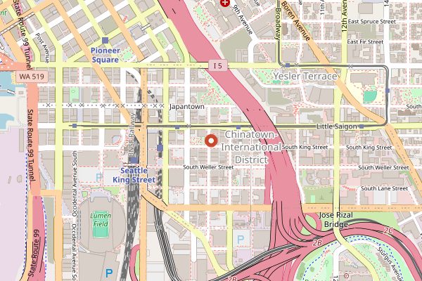 Map showing Mike's Noodle House in Seattle