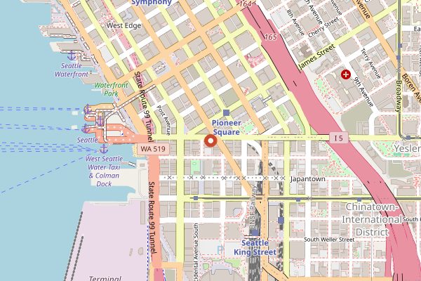 Map showing Tat's Delicatessen in Seattle