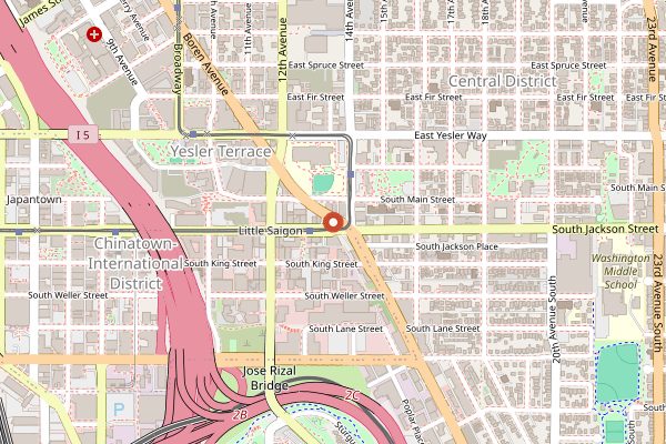 Map showing The Boat in Seattle