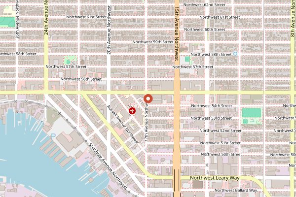 Map showing No Bones Beach Club in Seattle