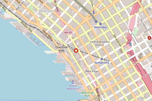 Map showing Pike Place Market Festival in Seattle