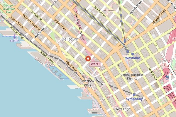 Map showing Savor Seattle Food Tours in Seattle