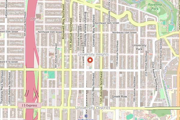 Map showing U District Farmers Market in Seattle